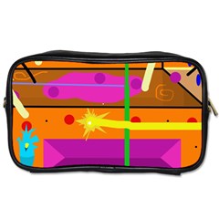 Orange Abstraction Toiletries Bags 2-side