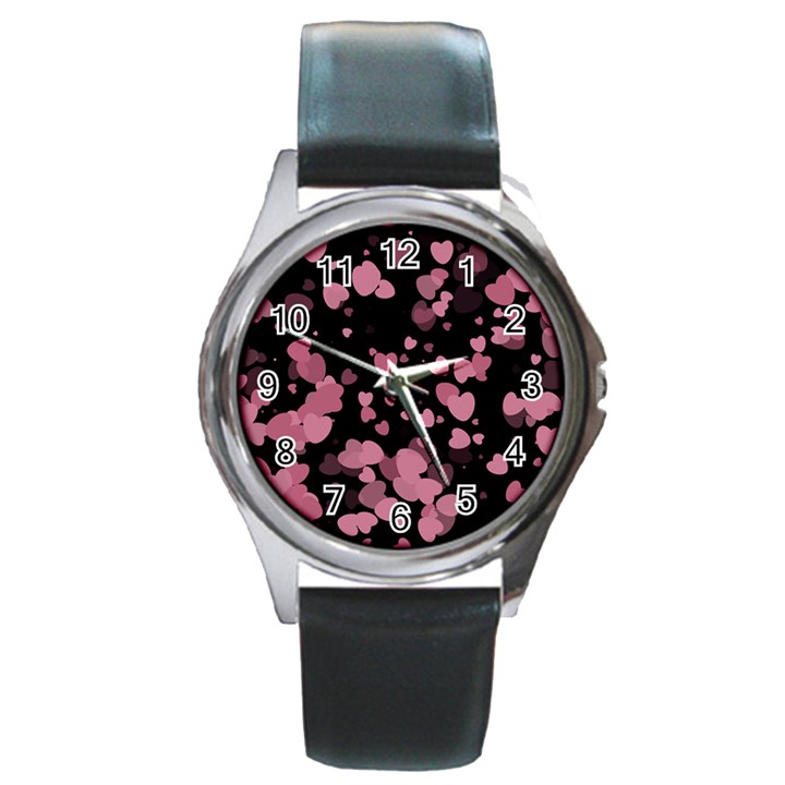 Pink Love Round Metal Watch