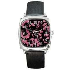 Pink Love Square Metal Watch