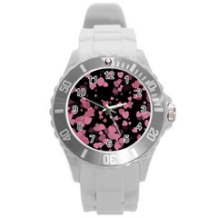 Pink Love Round Plastic Sport Watch (L)