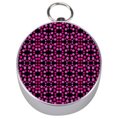 Dots Pattern Pink Silver Compasses by BrightVibesDesign