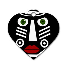 African Mask Dog Tag Heart (one Side) by Valentinaart
