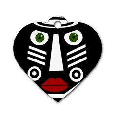 African Mask Dog Tag Heart (two Sides) by Valentinaart