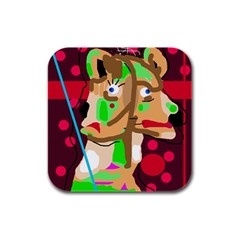 Abstract Animal Rubber Square Coaster (4 Pack)  by Valentinaart
