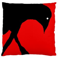 Black Raven Large Cushion Case (two Sides) by Valentinaart