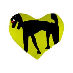 Black Dog Standard 16  Premium Flano Heart Shape Cushions by Valentinaart