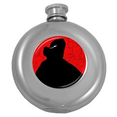 Red And Black Abstract Design Round Hip Flask (5 Oz)