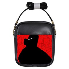 Red And Black Abstract Design Girls Sling Bags