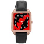 Black and red lizard  Rose Gold Leather Watch  Front