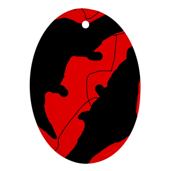 Black and red lizard  Oval Ornament (Two Sides)