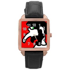 Man Rose Gold Leather Watch  by Valentinaart