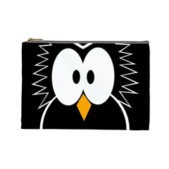 Black Owl Cosmetic Bag (large)  by Valentinaart