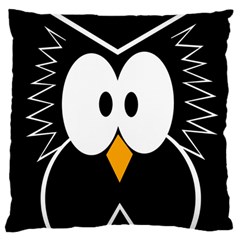 Black Owl Large Cushion Case (two Sides) by Valentinaart