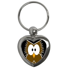 Brown Simple Owl Key Chains (heart)  by Valentinaart