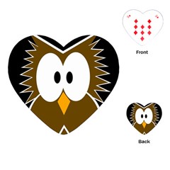 Brown Simple Owl Playing Cards (heart)  by Valentinaart