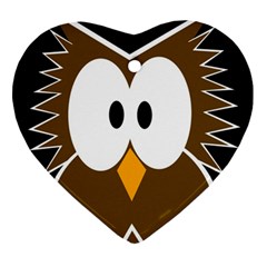 Brown Simple Owl Heart Ornament (2 Sides) by Valentinaart