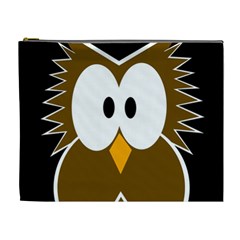 Brown Simple Owl Cosmetic Bag (xl) by Valentinaart