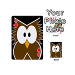 Brown simple owl Playing Cards 54 (Mini)  Front - Heart8