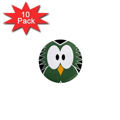 Green Owl 1  Mini Magnet (10 Pack)  by Valentinaart