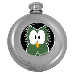 Green Owl Round Hip Flask (5 Oz)
