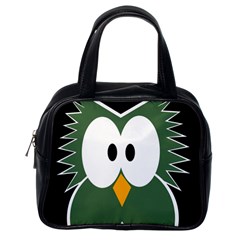Green Owl Classic Handbags (one Side) by Valentinaart