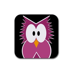 Pink Owl Rubber Coaster (square)  by Valentinaart