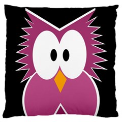 Pink Owl Large Flano Cushion Case (two Sides) by Valentinaart