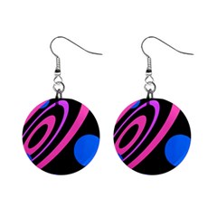 Pink And Blue Twist Mini Button Earrings by Valentinaart