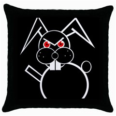 Evil Rabbit Throw Pillow Case (black) by Valentinaart