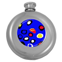 Blue Pattern Abstraction Round Hip Flask (5 Oz)