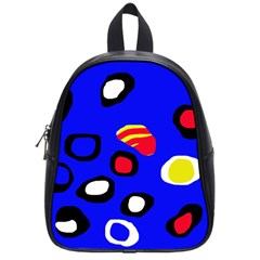 Blue Pattern Abstraction School Bags (small)  by Valentinaart