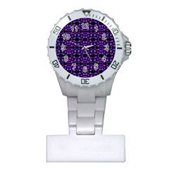 Dots Pattern Purple Plastic Nurses Watch by BrightVibesDesign