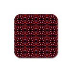 Dots Pattern Red Rubber Square Coaster (4 pack)  Front