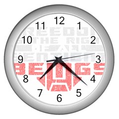 Freedom Is The Right Grunge Wall Clocks (silver)  by justinwhitdesigns