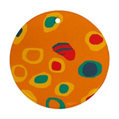 Orange Abstraction Ornament (round)  by Valentinaart