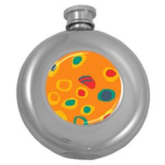 Orange Abstraction Round Hip Flask (5 Oz)