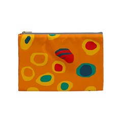 Orange Abstraction Cosmetic Bag (medium)  by Valentinaart