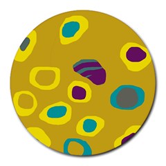 Yellow Abstraction Round Mousepads by Valentinaart