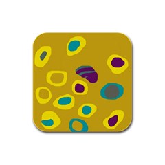 Yellow Abstraction Rubber Square Coaster (4 Pack)  by Valentinaart