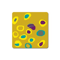 Yellow Abstraction Square Magnet by Valentinaart