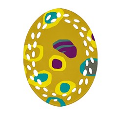 Yellow Abstraction Oval Filigree Ornament (2-side)  by Valentinaart