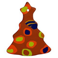 Orange Abstraction Christmas Tree Ornament (2 Sides) by Valentinaart