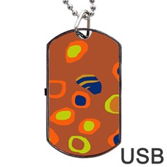 Orange Abstraction Dog Tag Usb Flash (one Side) by Valentinaart