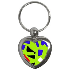 Green Abstraction Key Chains (heart)  by Valentinaart