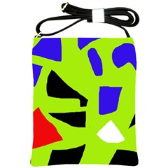 Green Abstraction Shoulder Sling Bags by Valentinaart