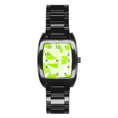 Green Abstract Design Stainless Steel Barrel Watch