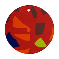 Red Abstraction Round Ornament (two Sides)  by Valentinaart