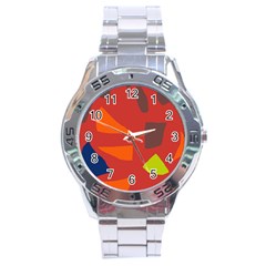 Red Abstraction Stainless Steel Analogue Watch by Valentinaart