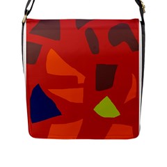 Red Abstraction Flap Messenger Bag (l)  by Valentinaart