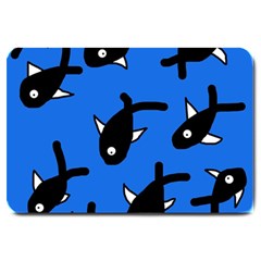 Cute Fishes Large Doormat  by Valentinaart